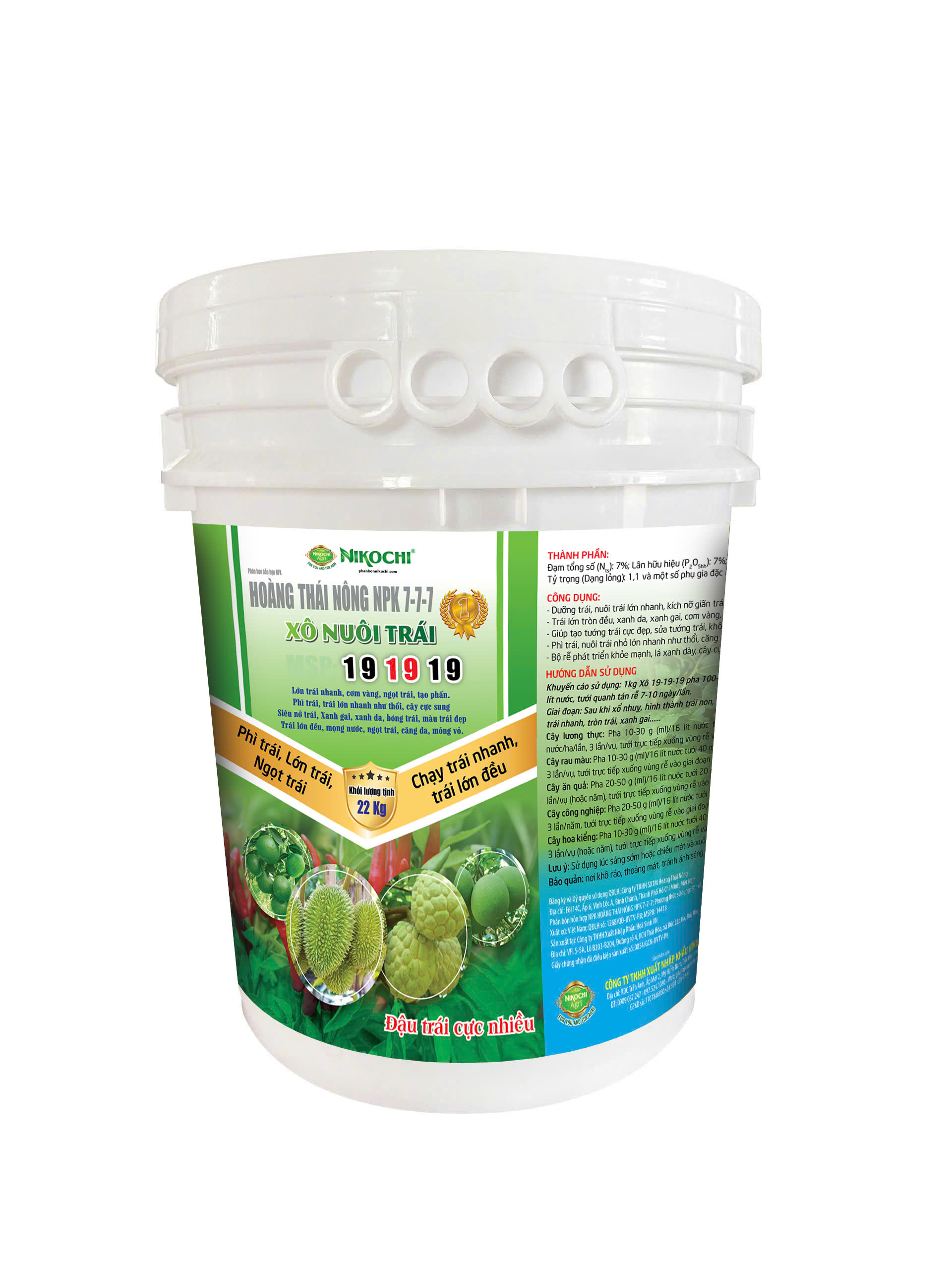 XÔ Nikochi 19-19-19 _ Xô 22kg_ Nuôi trái lớn nhanh, nặng ký